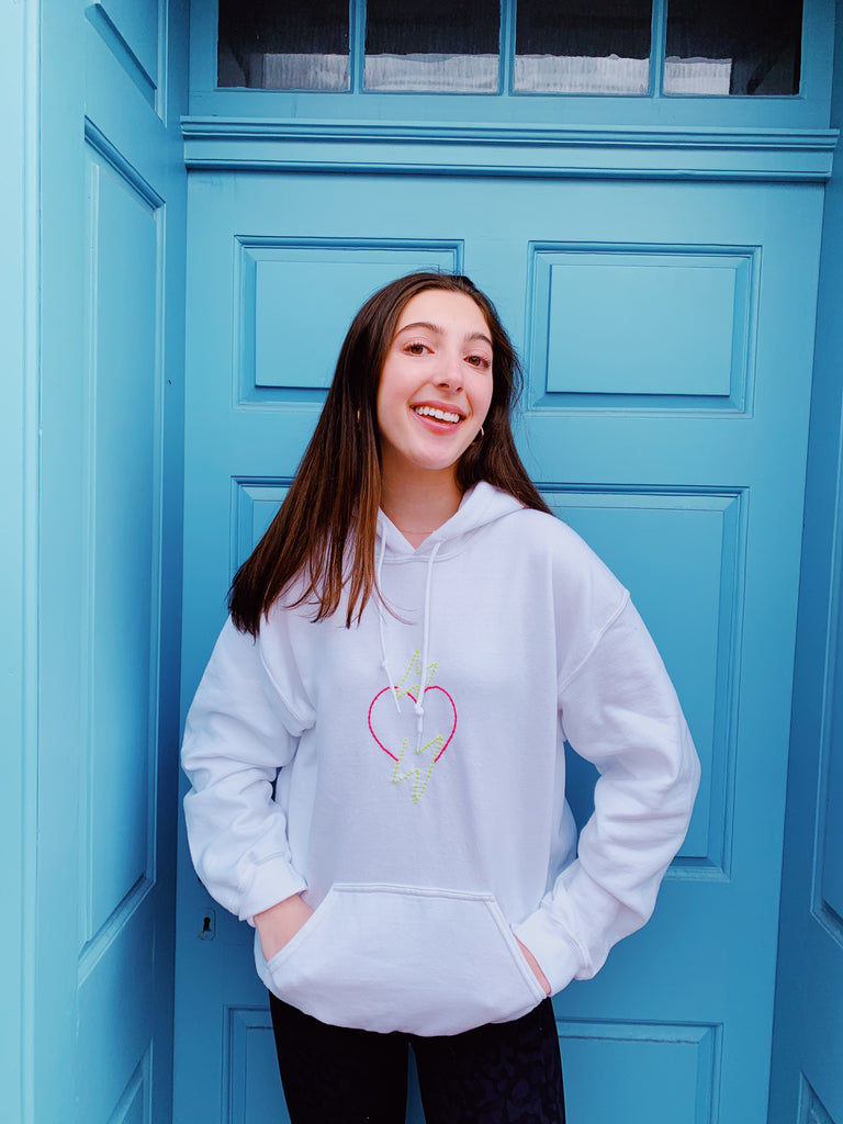 Embroidered Bolt and Heart Hoodie!