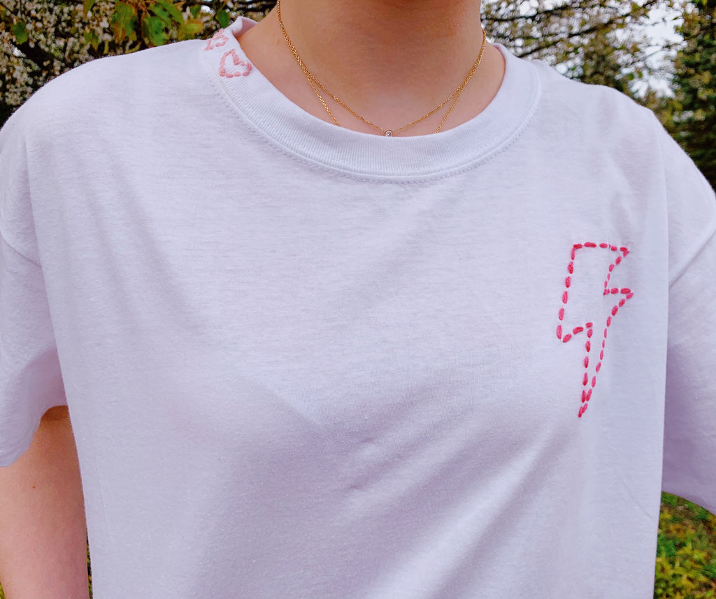 Embroidered Bolt and Love T-Shirt