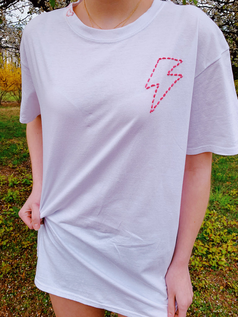 Embroidered Bolt and Love T-Shirt