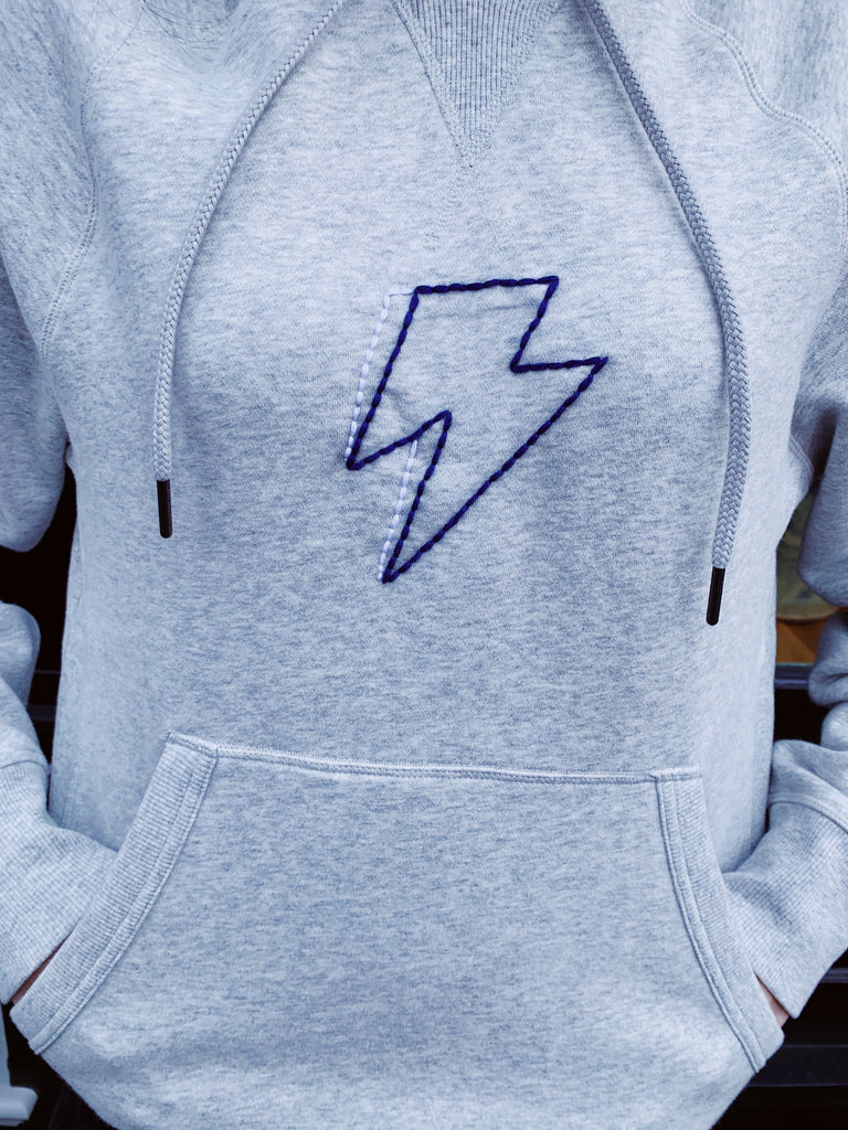 Embroidered Bolt and Smile Hoodie!