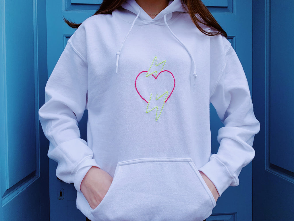 Embroidered Bolt and Heart Hoodie!