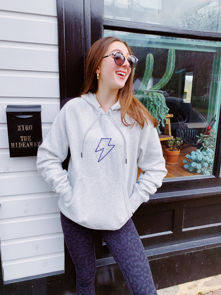 Embroidered Bolt and Smile Hoodie!